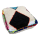Berber floor pouf: Handwoven Moroccan wool cushion.