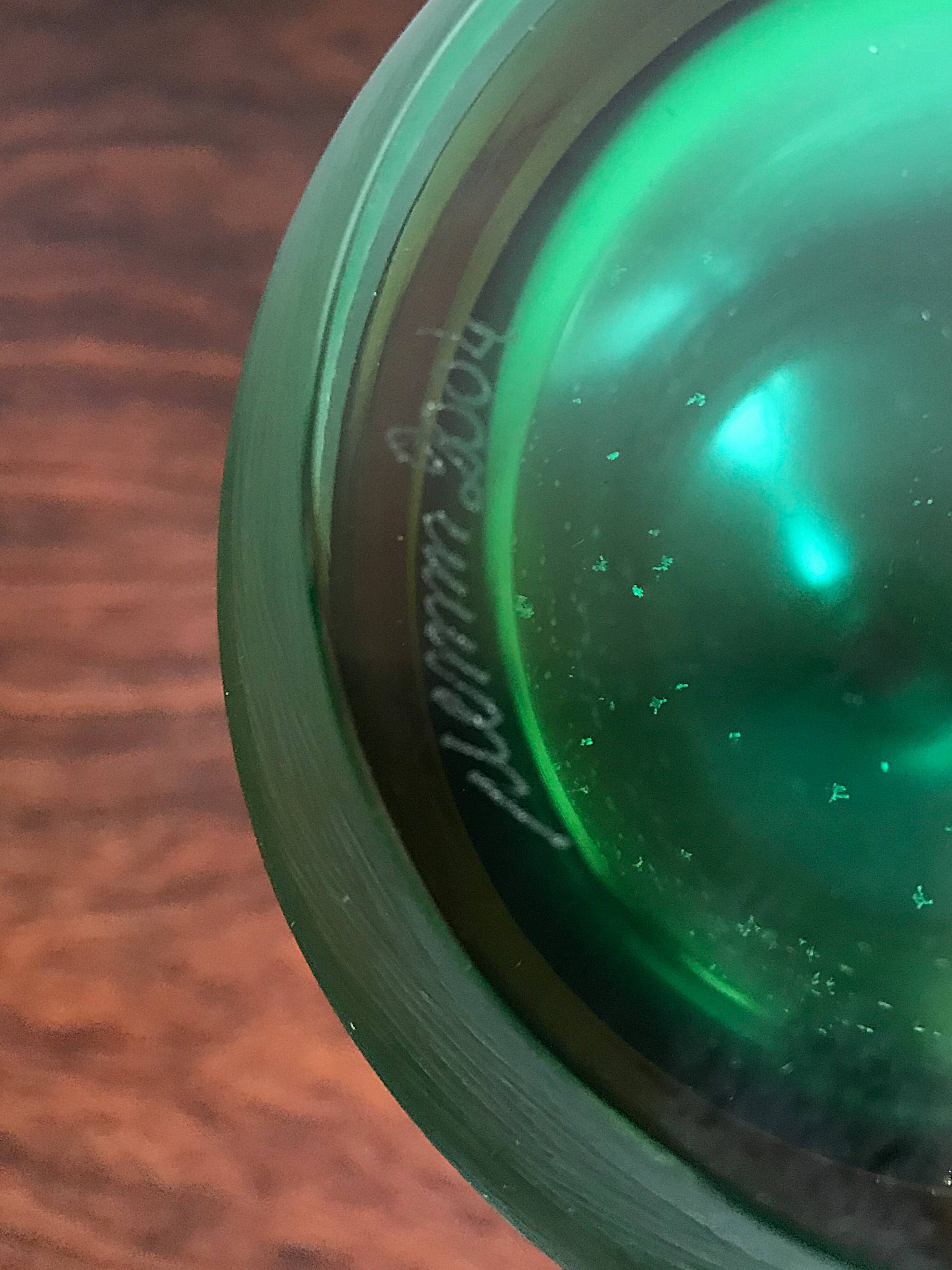 Venini Murano Italian green bottle serie "Incisi" produced in 2004