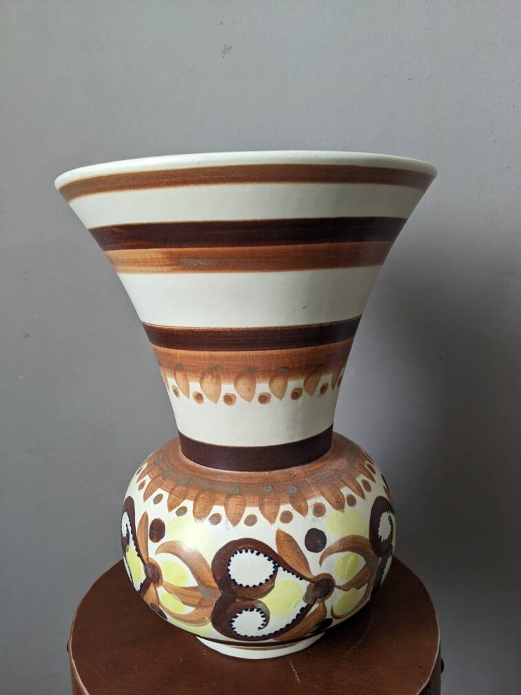 Quimper ceramic vase, handmade pottery, country decoration