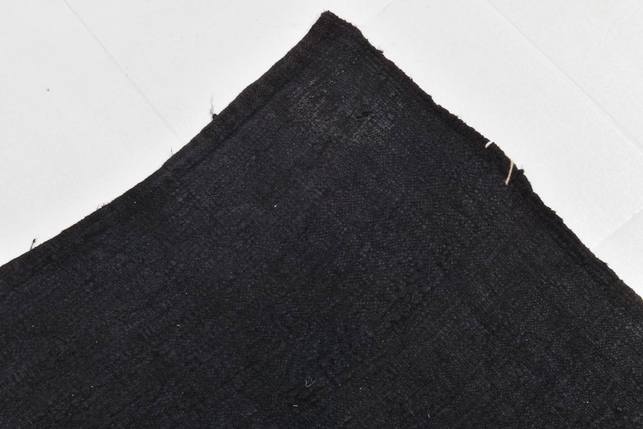 5x7 Dark Navy Blue Solid Turkish Vintage Kilim Rug For Bedroom, 156x223 Cm