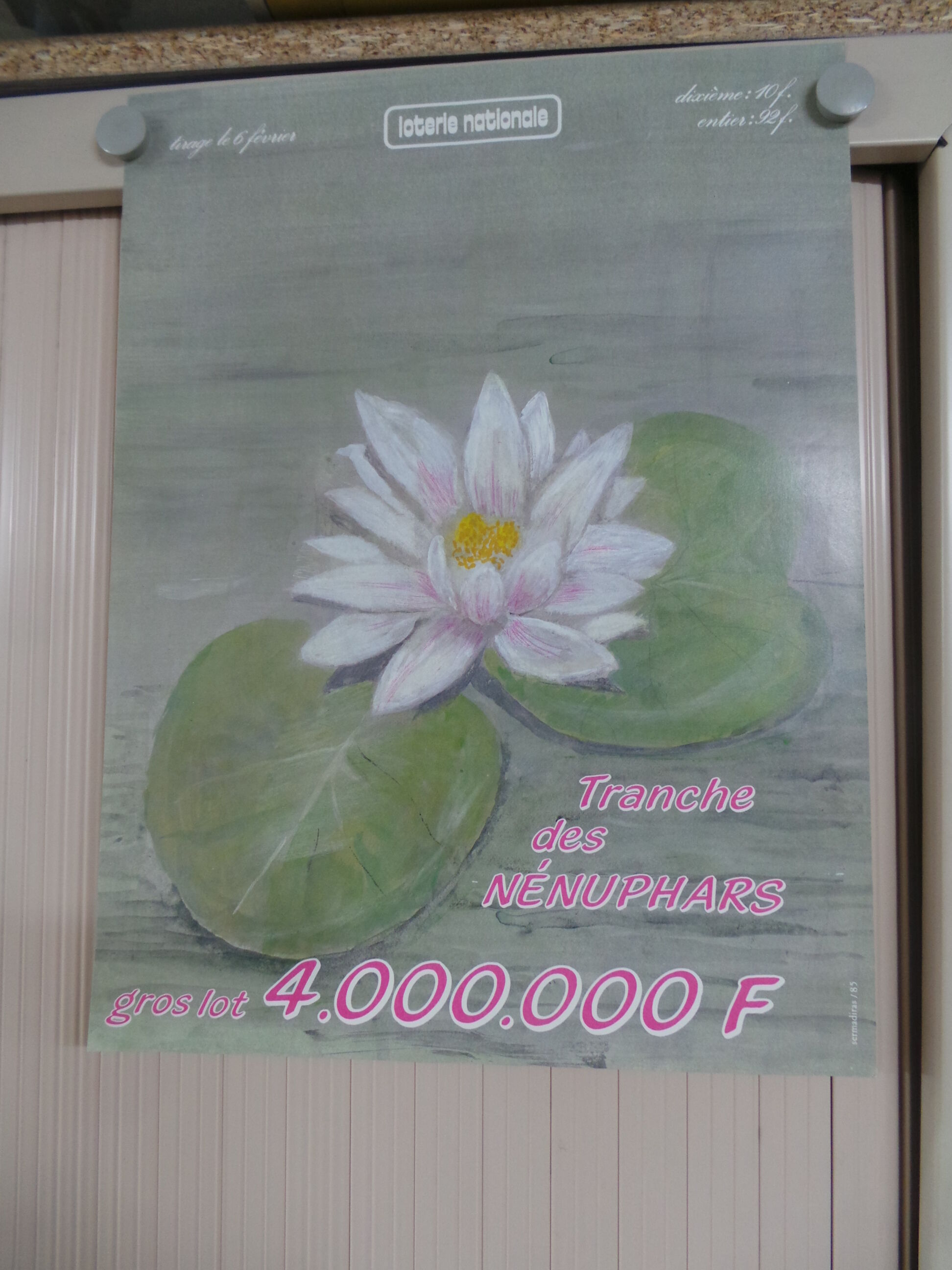 Original National Lottery Lottery Slice of nenuphars 1985