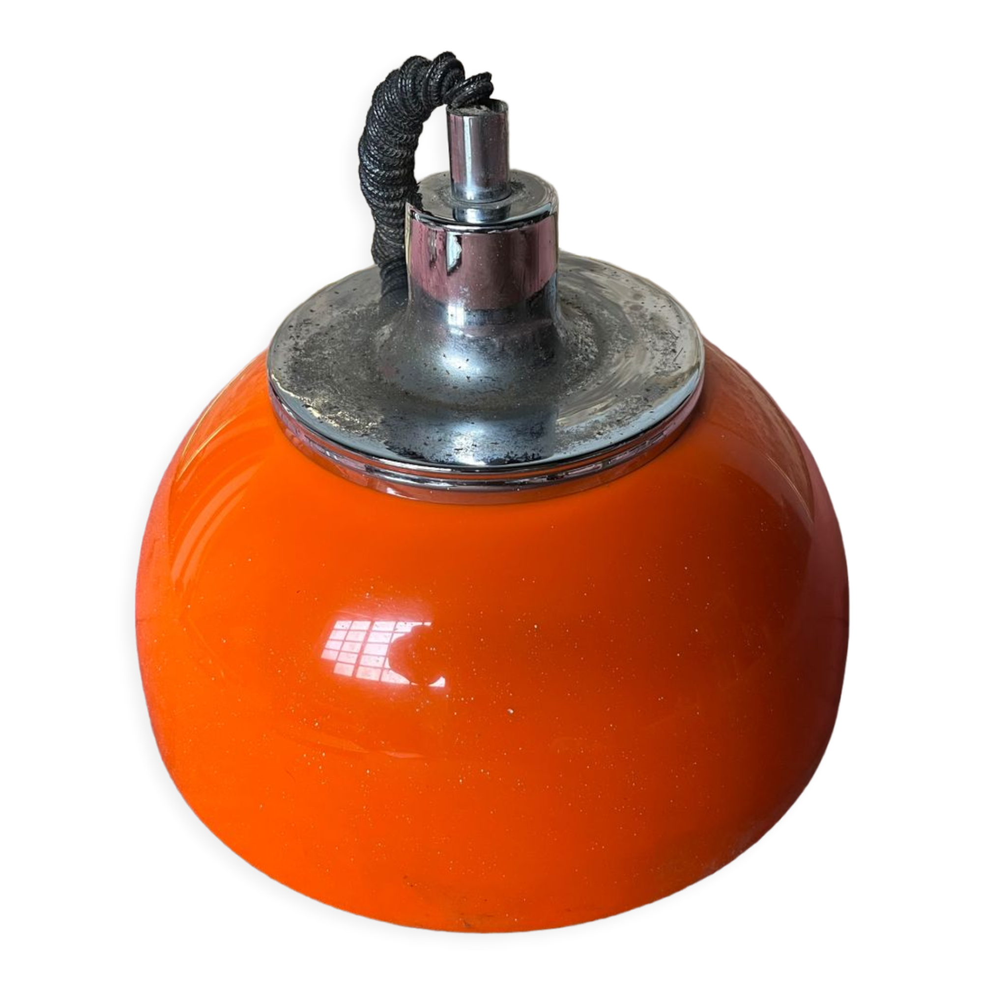 Orange globe pendant lamp 80s