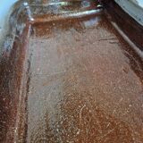 Ancien Plat À Jus Lechefrite 19e Terre Cuite Vernissée Art Populaire