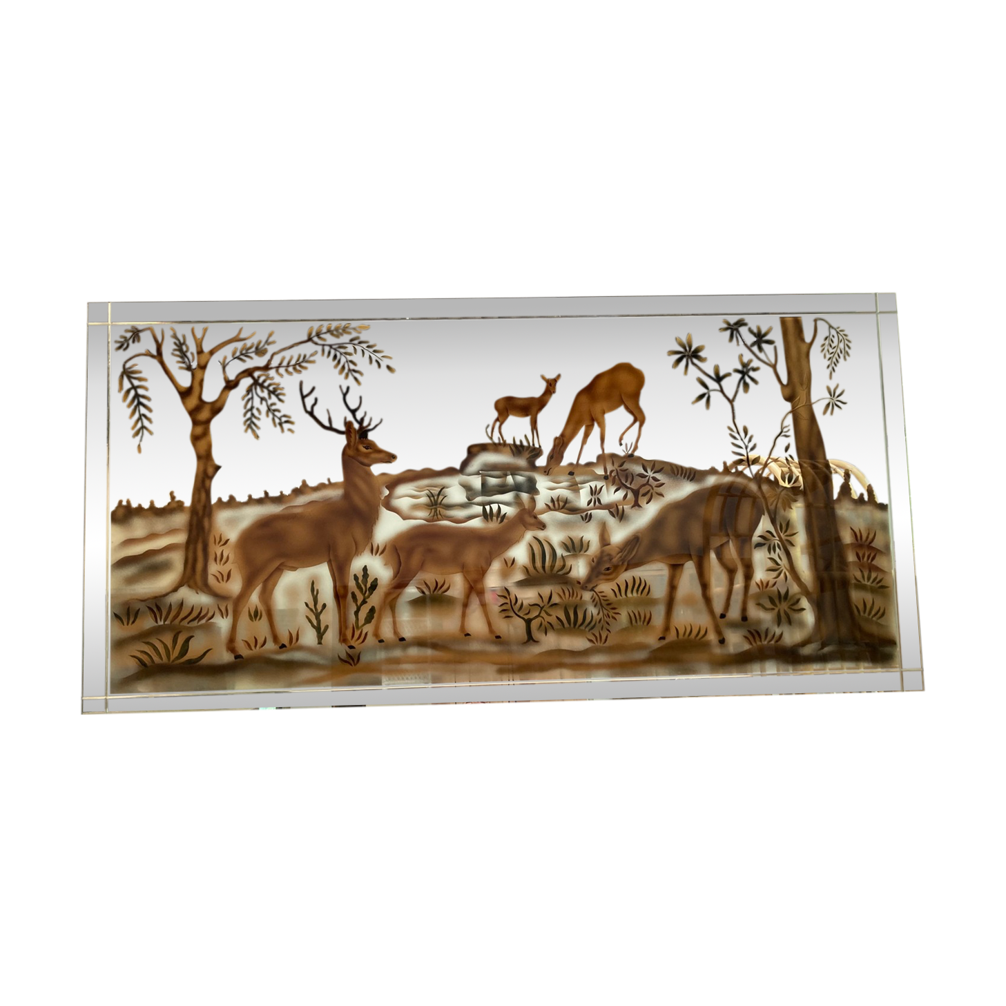 Doe-themed eglomized mirror
