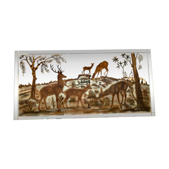 Doe-themed eglomized mirror