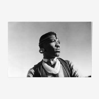 Photo ethno années 40 Afrique beau portrait d'homme 30x45cm,sur papier Baryté 315