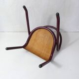 Vintage design children's chair in tubular metal and curved wood