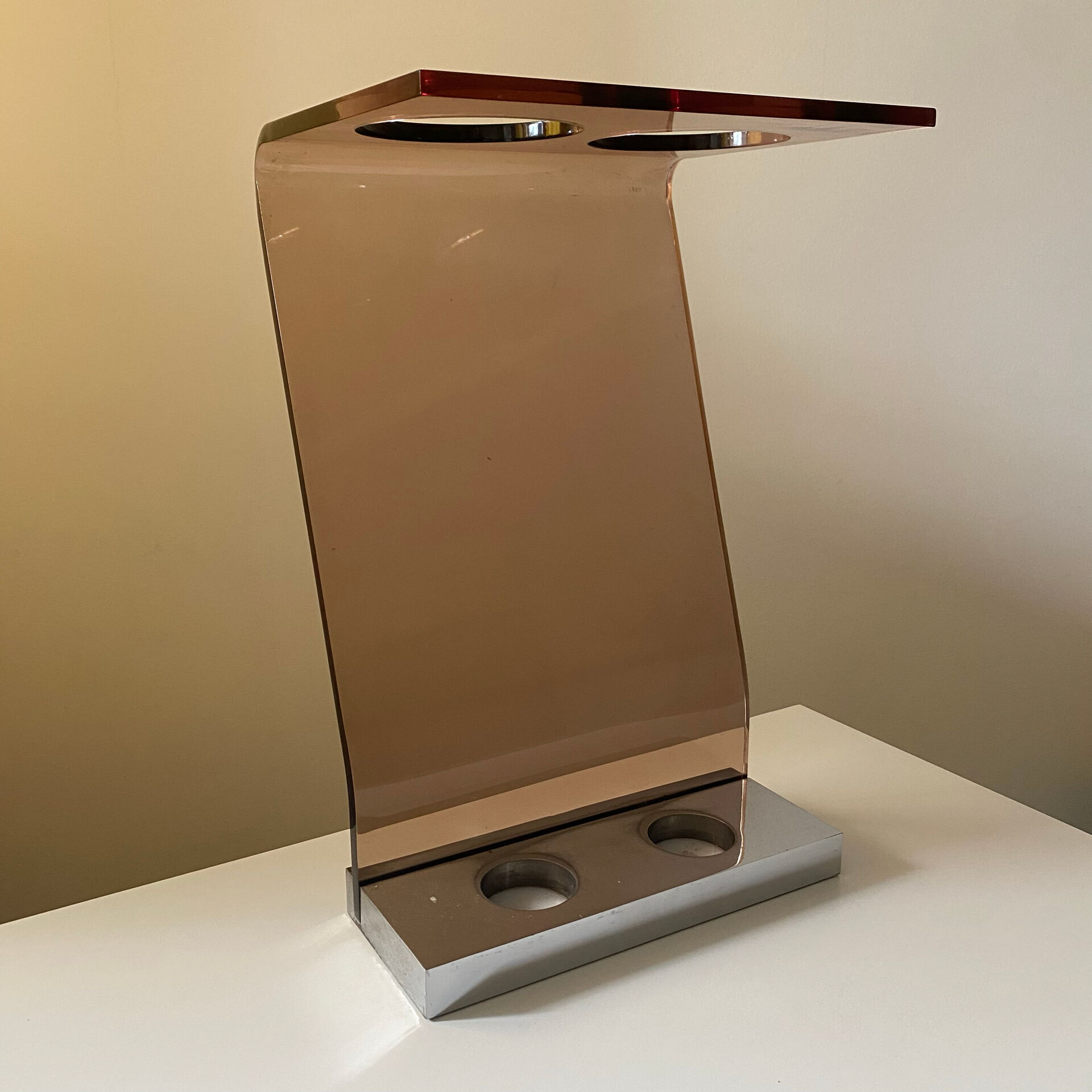 Roche Bobois designer umbrella stand in smoked plexiglass