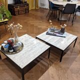 2 Travertine coffee tables