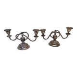 Pair of silver metal candlesticks