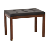 Vintage rosewood pouf with faux leather seat