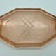 Art deco tray in pink glass with handle