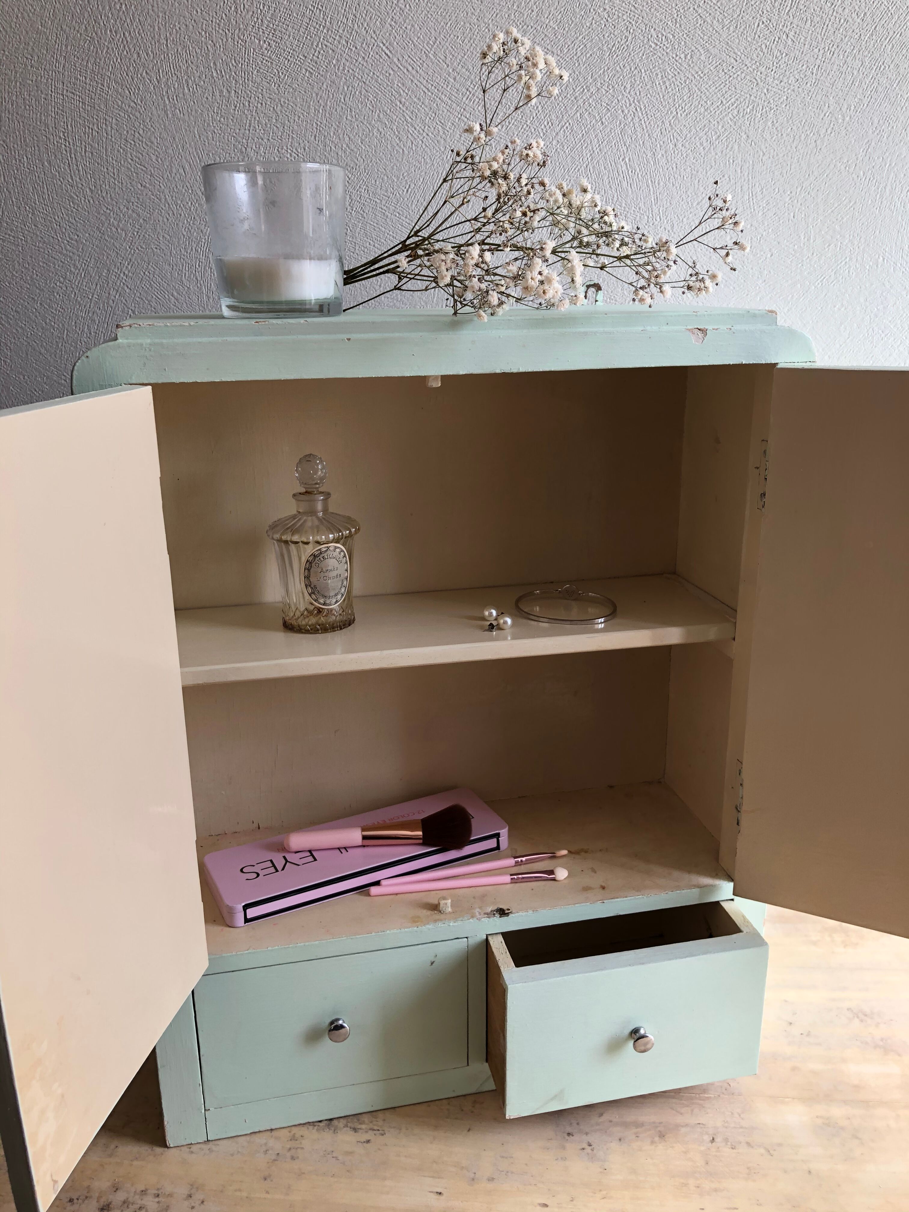 Patinated medicine cabinet