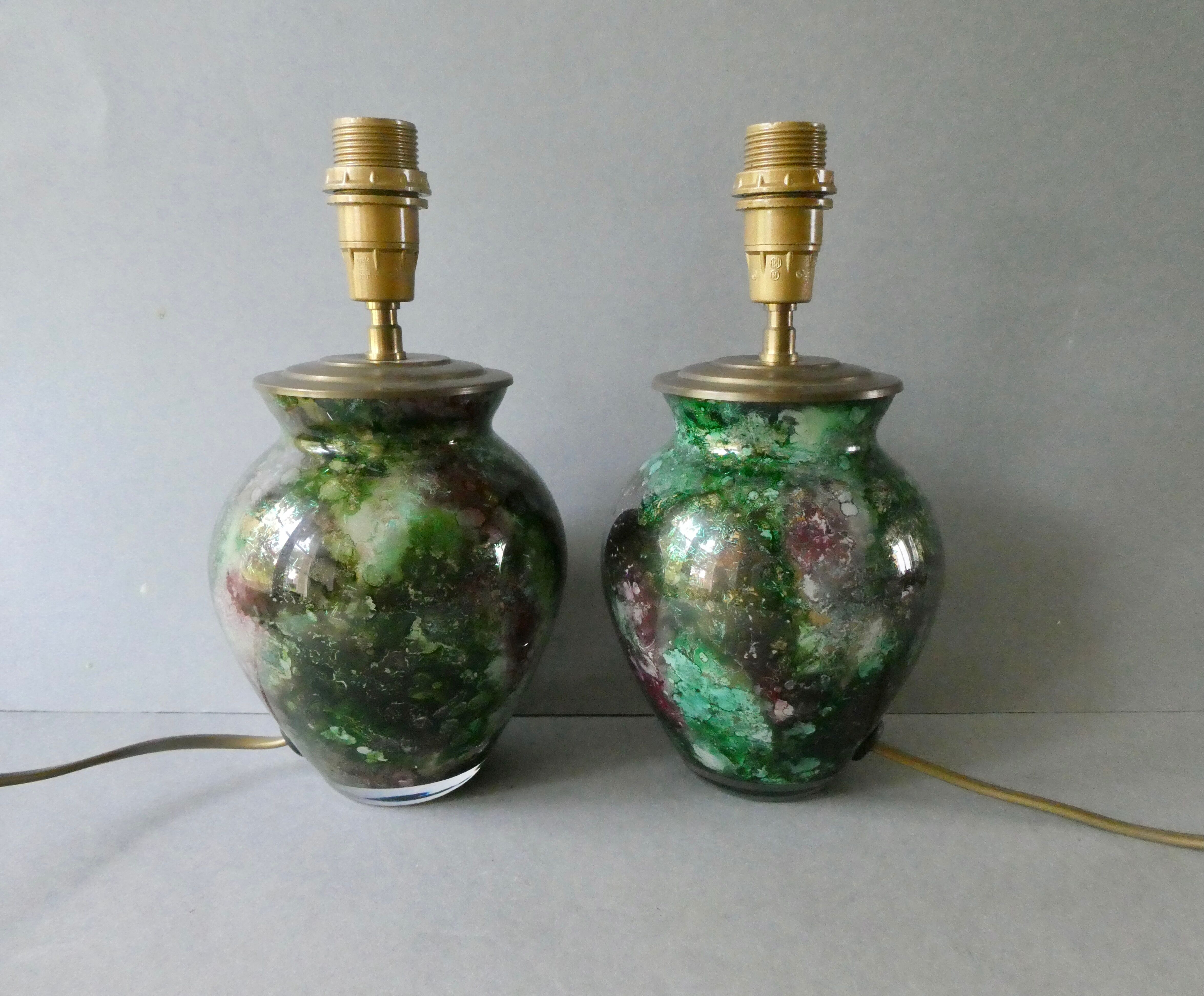 Pair of lamp bases Lacquer Line France 70s 80s