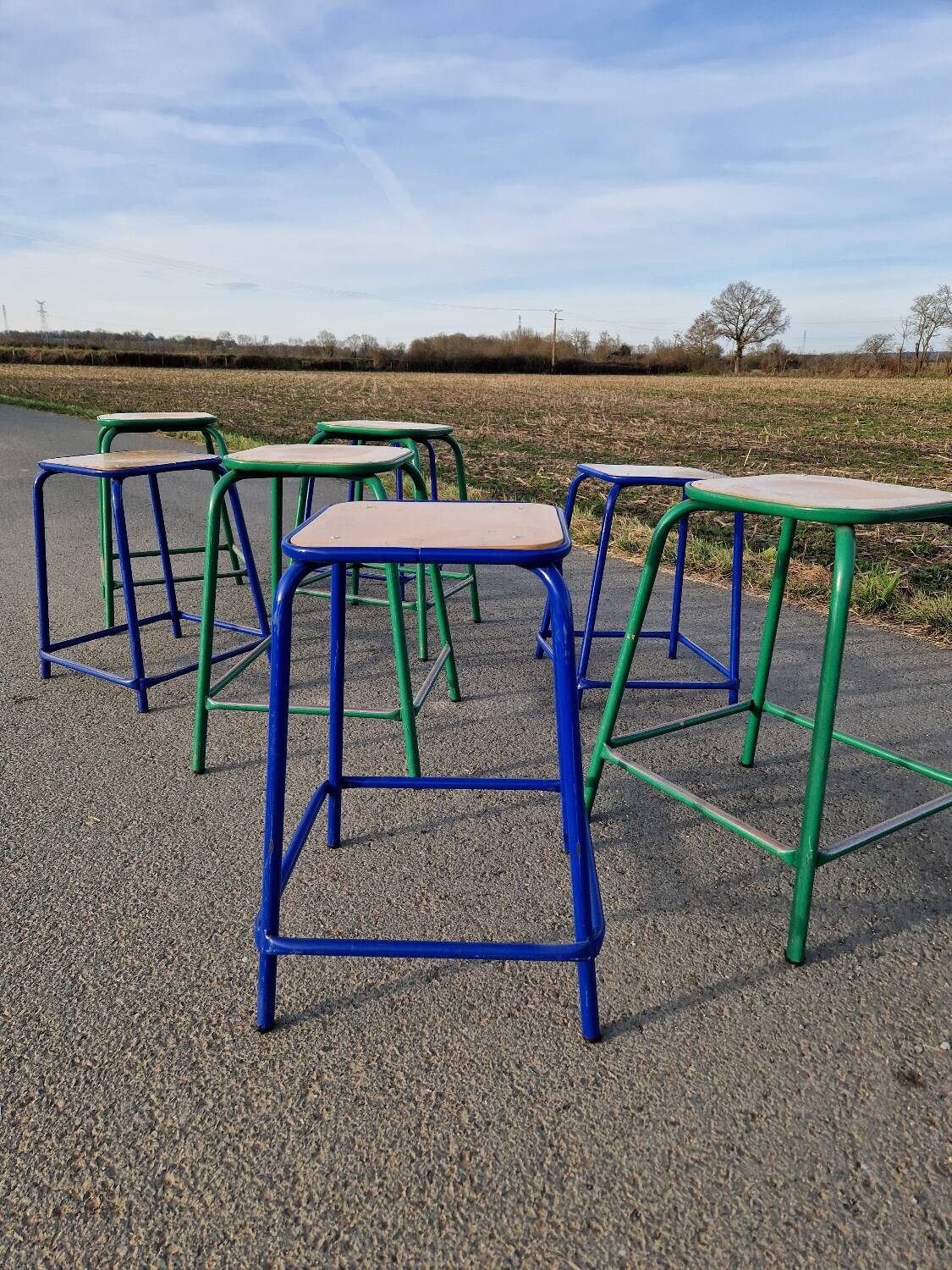 Lot de 8 Tabourets industriels atelier Gaston Cavaillon Mulca