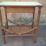 Bedside in rattan and bamboo
