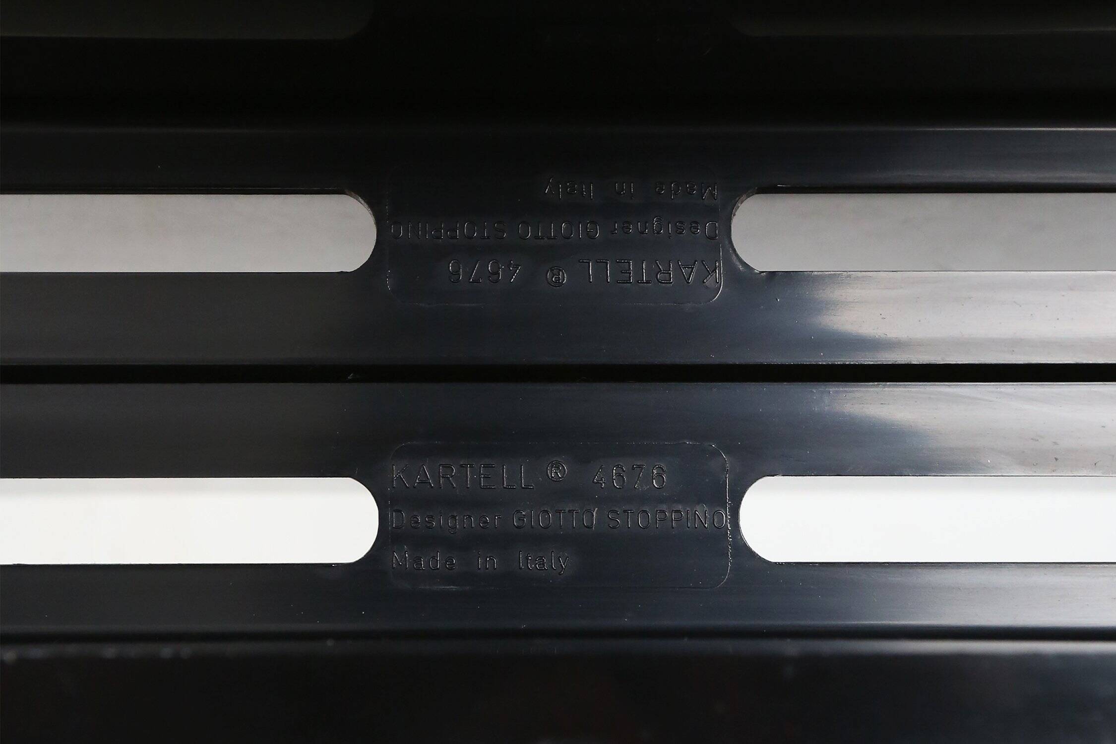 Iconic black magazine rack 4676 by Giotto Stoppino for Kartel, Italy 1970s