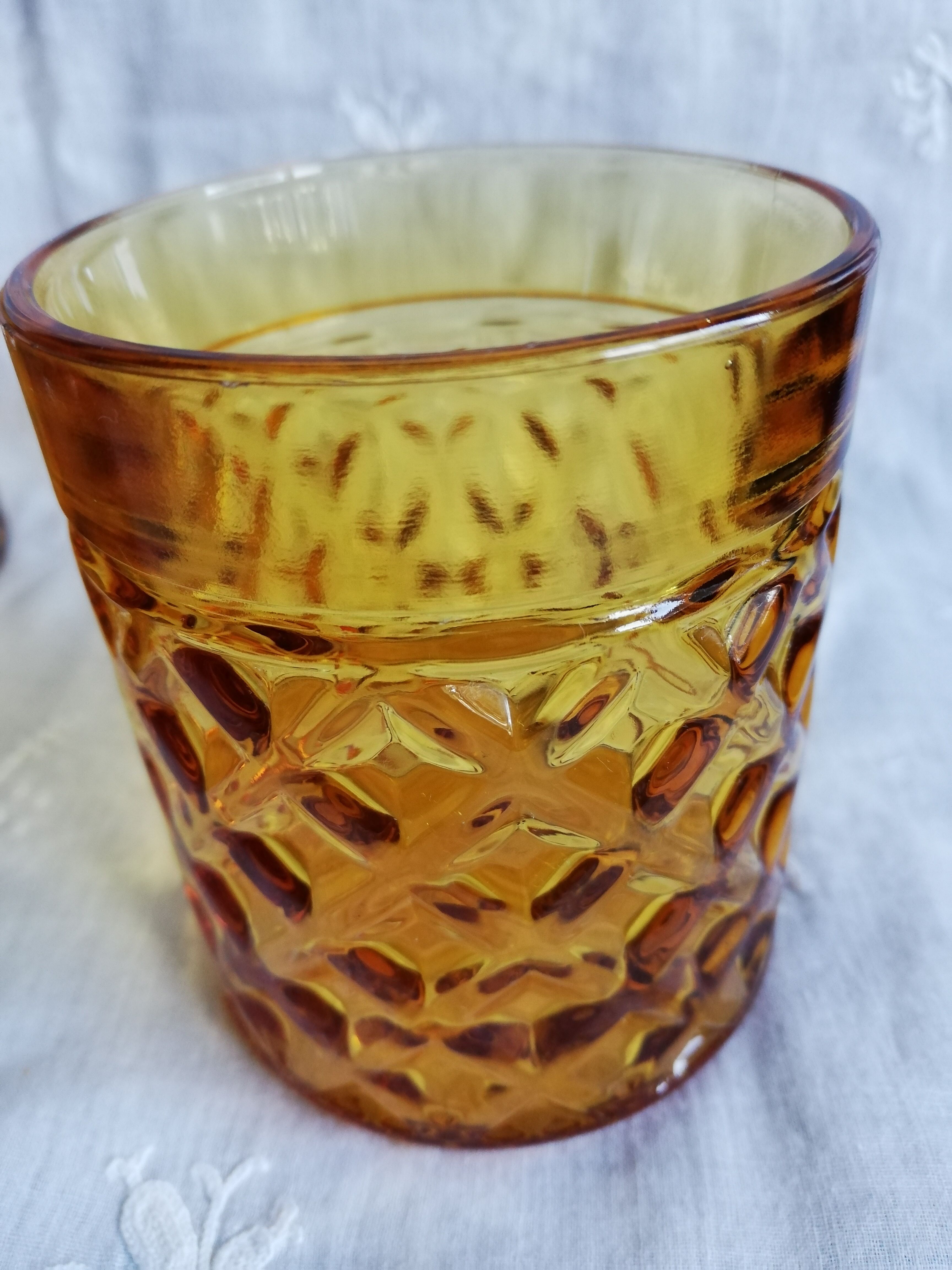 Set of 6 old Pernod amber glasses