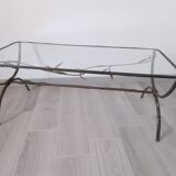 Table basse art déco en bronze et verre