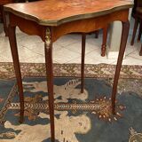 Pedestal table end of sofa decorated inlaid Louis XV style