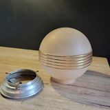 Old opaline pink ball ceiling light vintage frosted glass aluminum support suspension