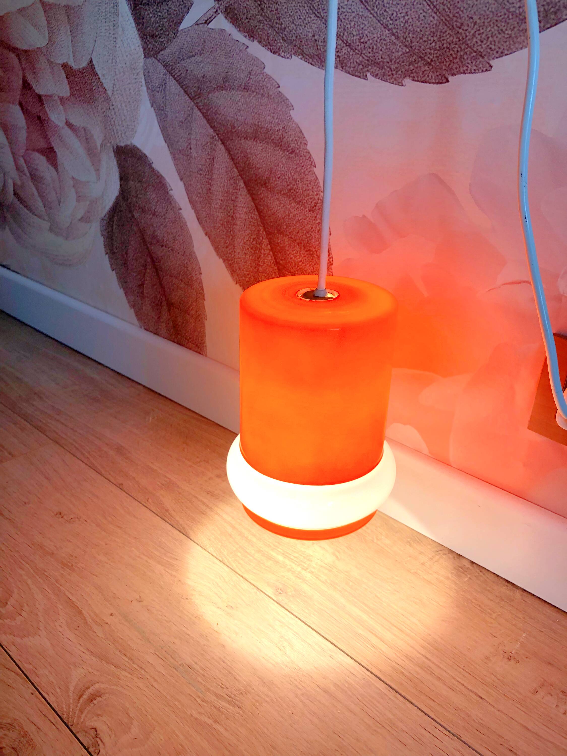 Orange opaline pendant light, 1970s