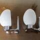 Wall lamps in chromed metal and opaline glass