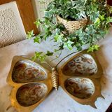 XL butterfly-shaped brass cloisonné trinket tray