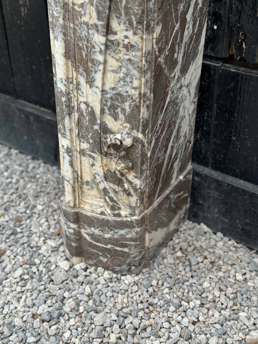 Very Elegant Louis XV Fireplace In Gray Ardennes Marble, 18th Century