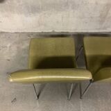 Pair of vintage design faux leather and chrome armchairs