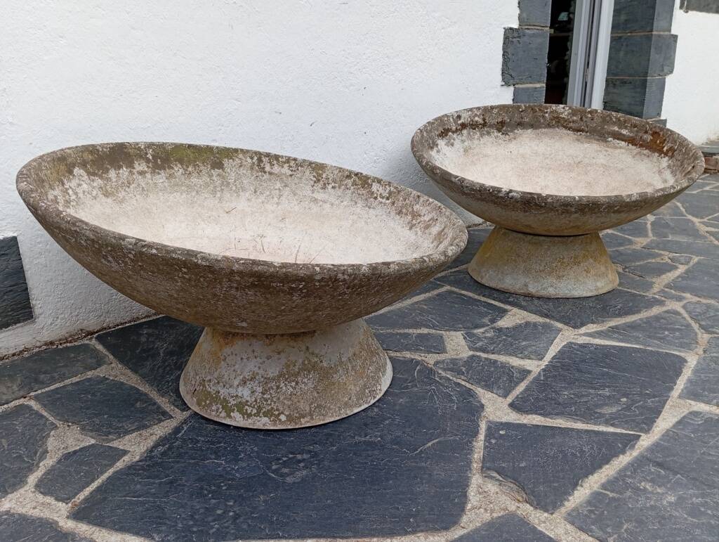 Paire de jardinières vasques années 50 fibrociment