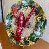Caldas ceramic Portugal large plate lobster relief decoration