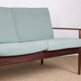 Danish 3 seater sofa in Rosewood and new fabric by Grete Jalk for Poul Jepessen 1960.