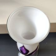 Stylish Kalina Poland vase. Floral decoration. Unique signed piece, 27 cm