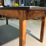 Oak farmhouse table, black top