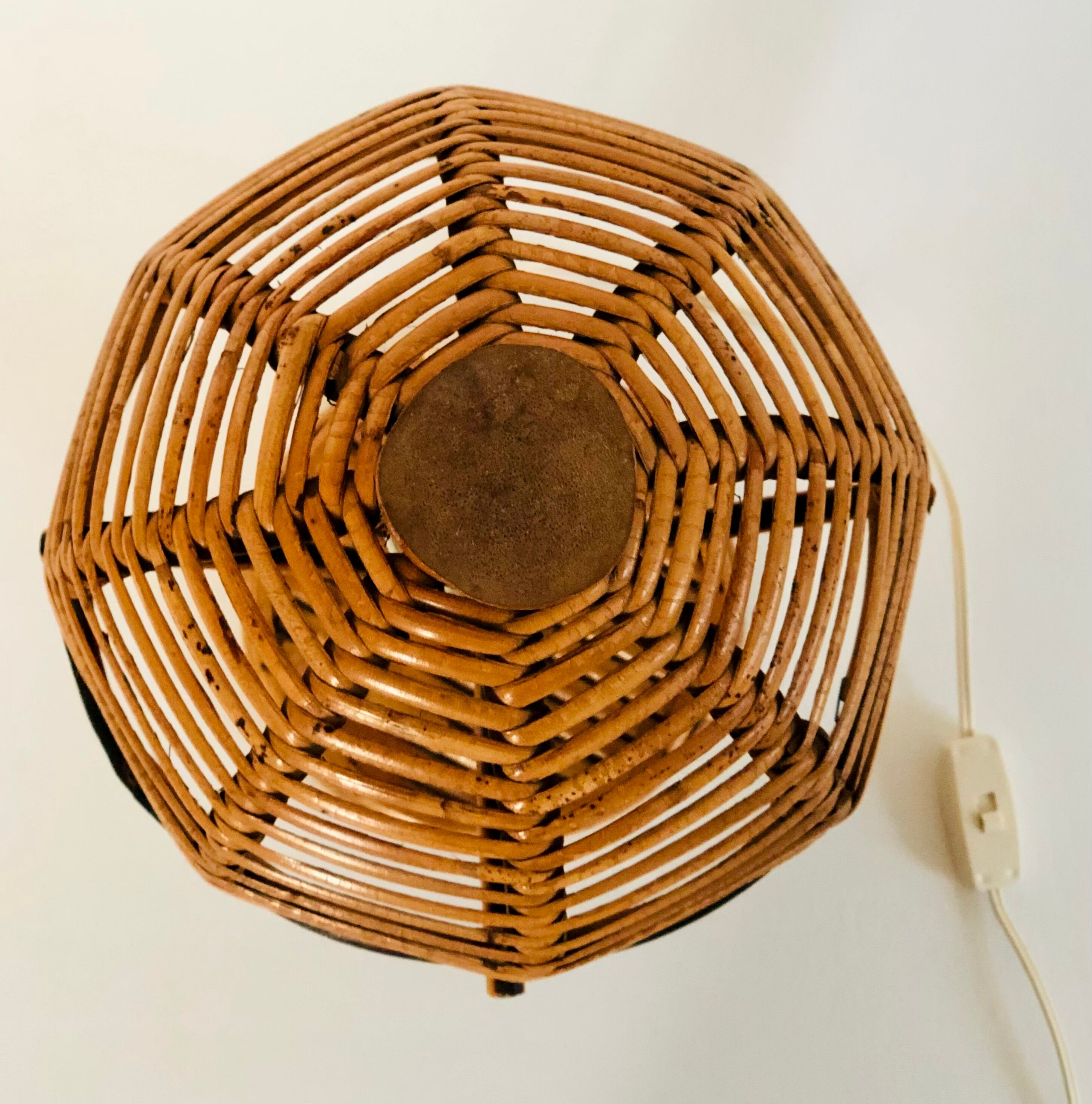 Lampe à poser en rotin, Italie années 60