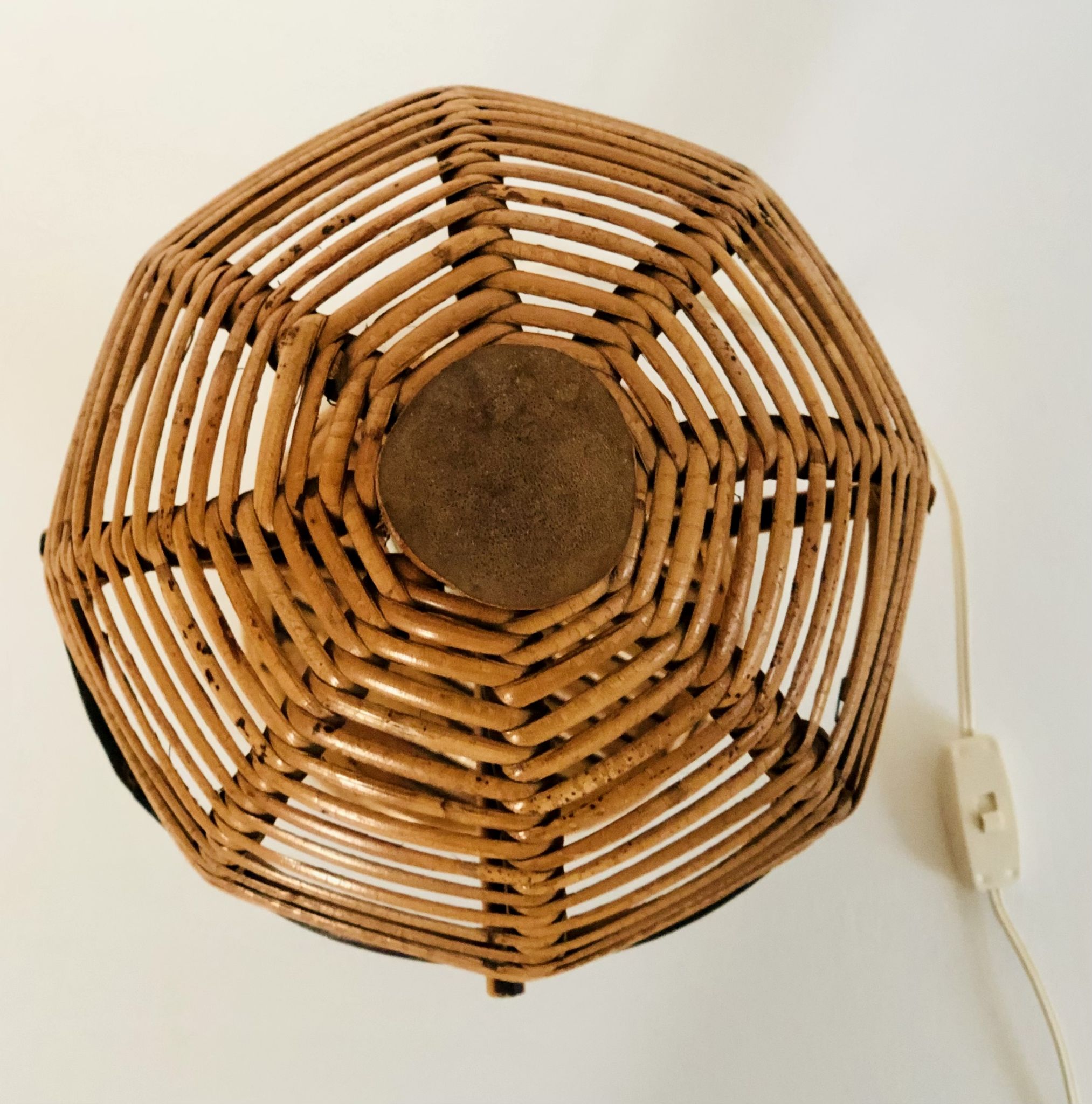 Rattan table lamp, Italy 60s