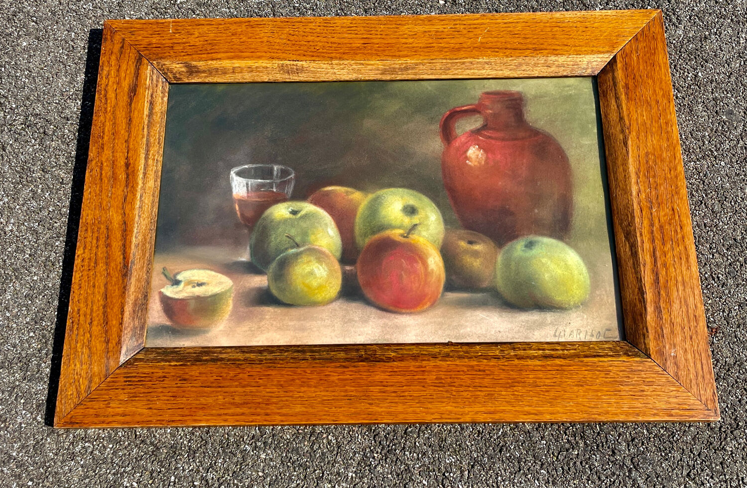 Pastel painting still life 1938 signed Parisot