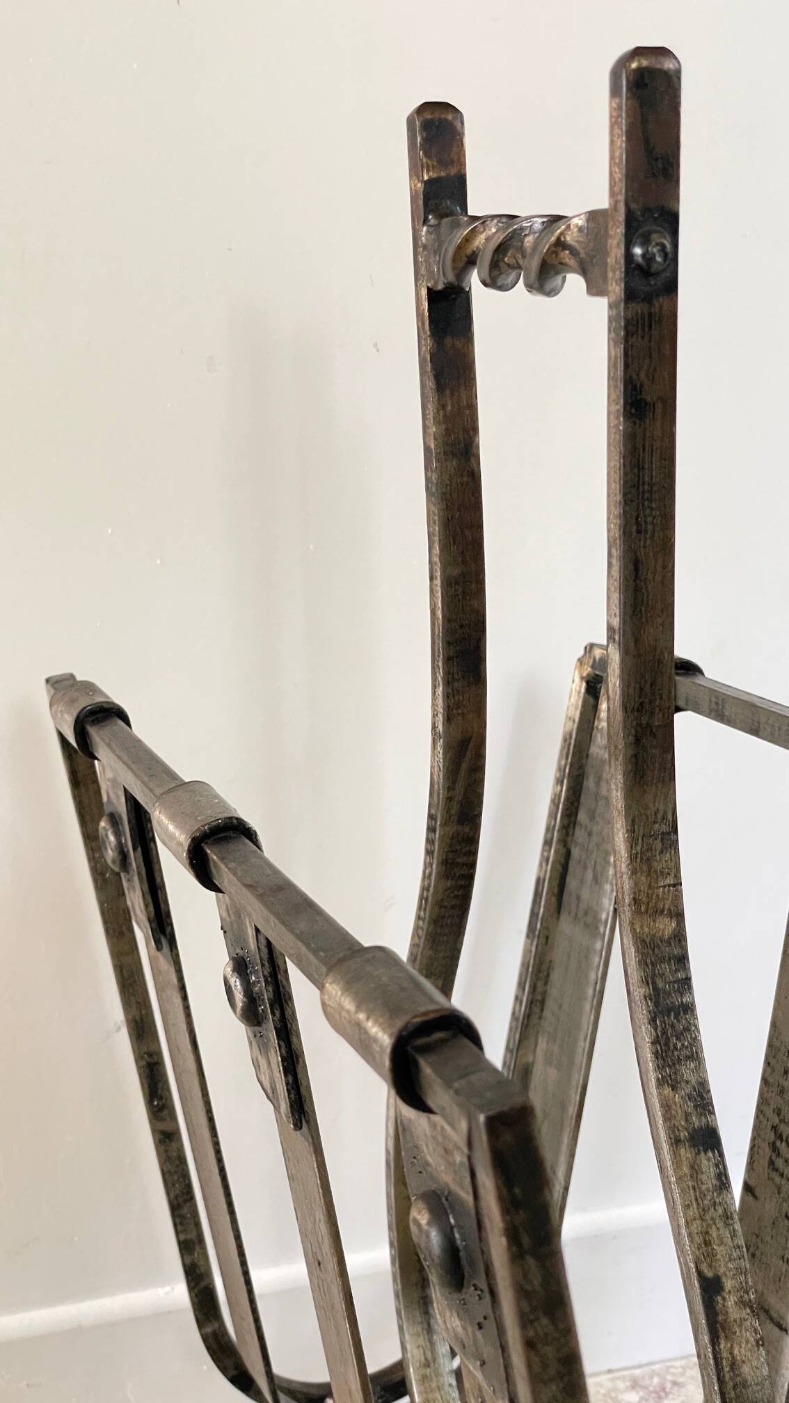 Vintage Brutalist Steel Magazine Rack
