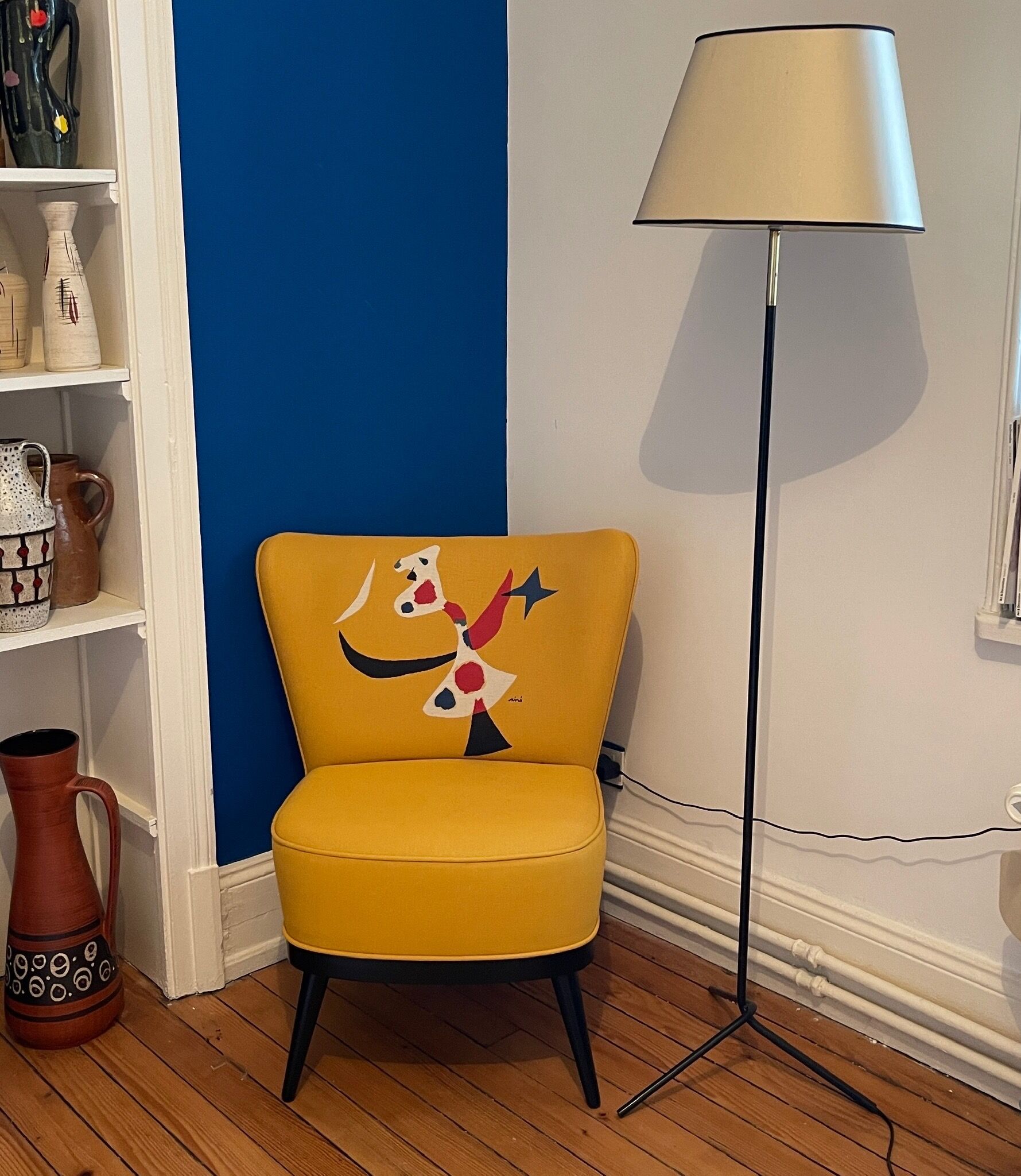 Design floor lamp 50s wired metal foot