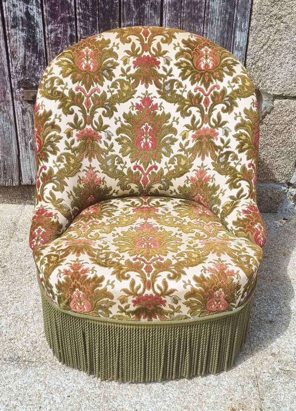 Toad armchair, velvet tapestry vintage patterns, 50s