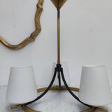 Brass chandelier and white opalines