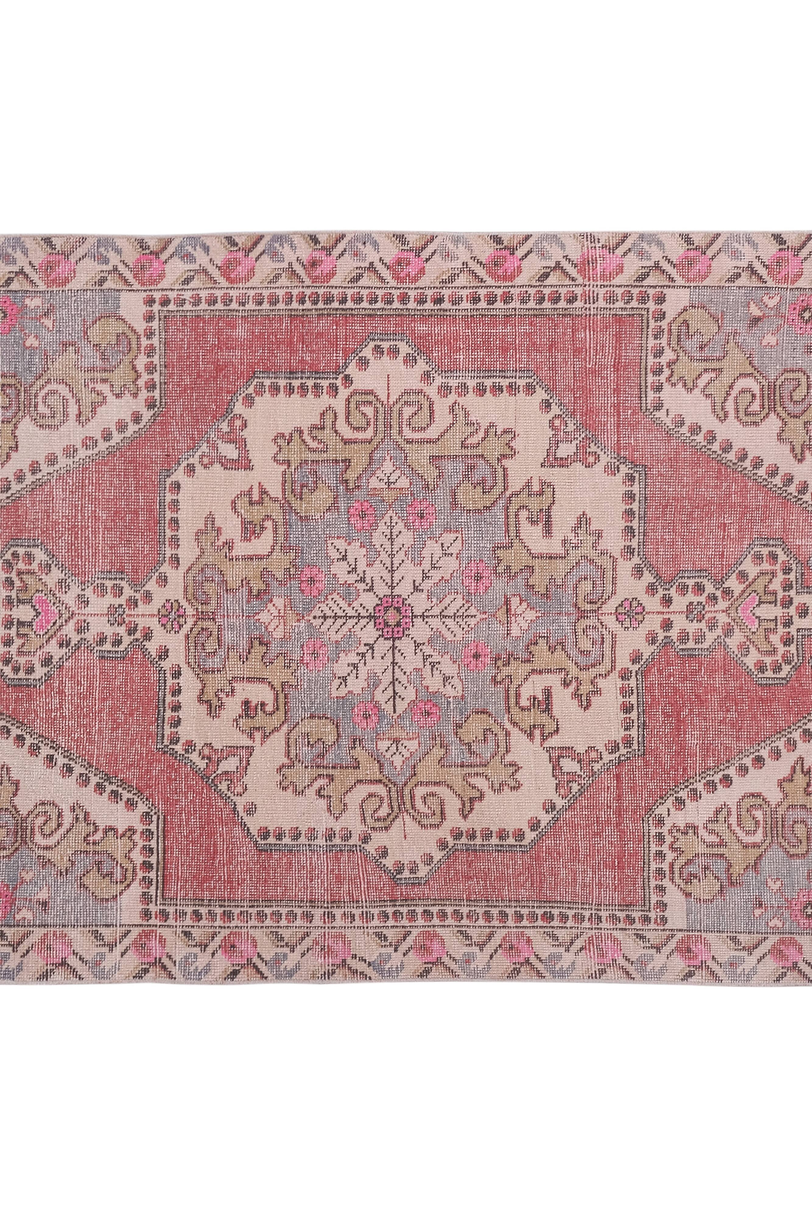 Vintage Turkish rug from Oushak, hand-woven 132x216 cm