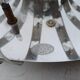 Vintage Aluminum + glass pendant light