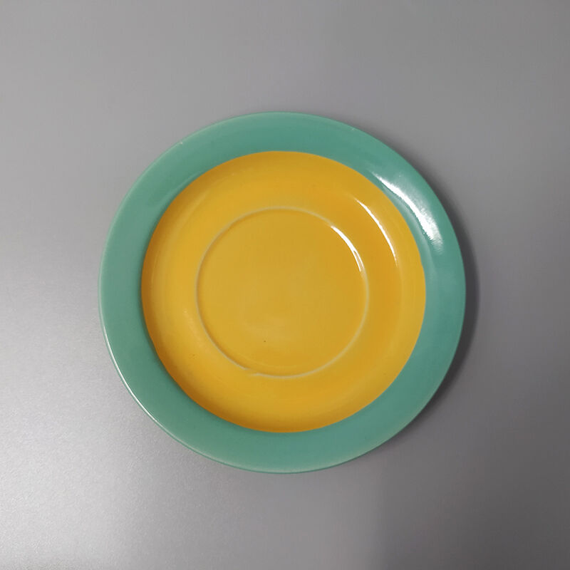 Green and yellow tea set/coffee set in ceramic by naj oleari, made in italy 1960