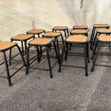 Set of 12 black industrial stools