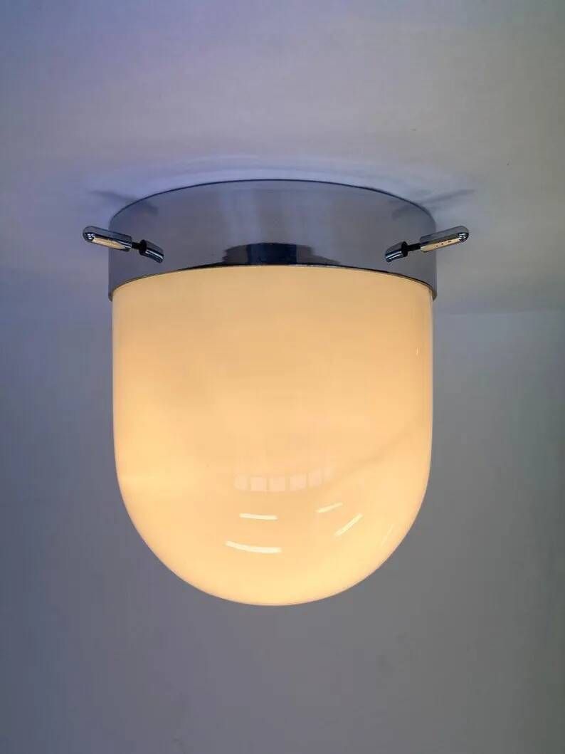 Space age Midcentury Hotel Design Ceiling Lamp, Flushmount, 1970s-Czechoslovakia