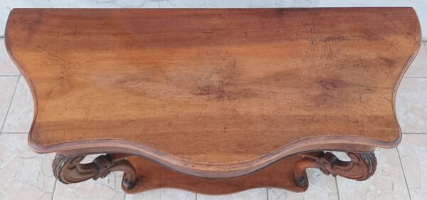 Grande console époque Napoléon III en noyer et ronce de noyer
