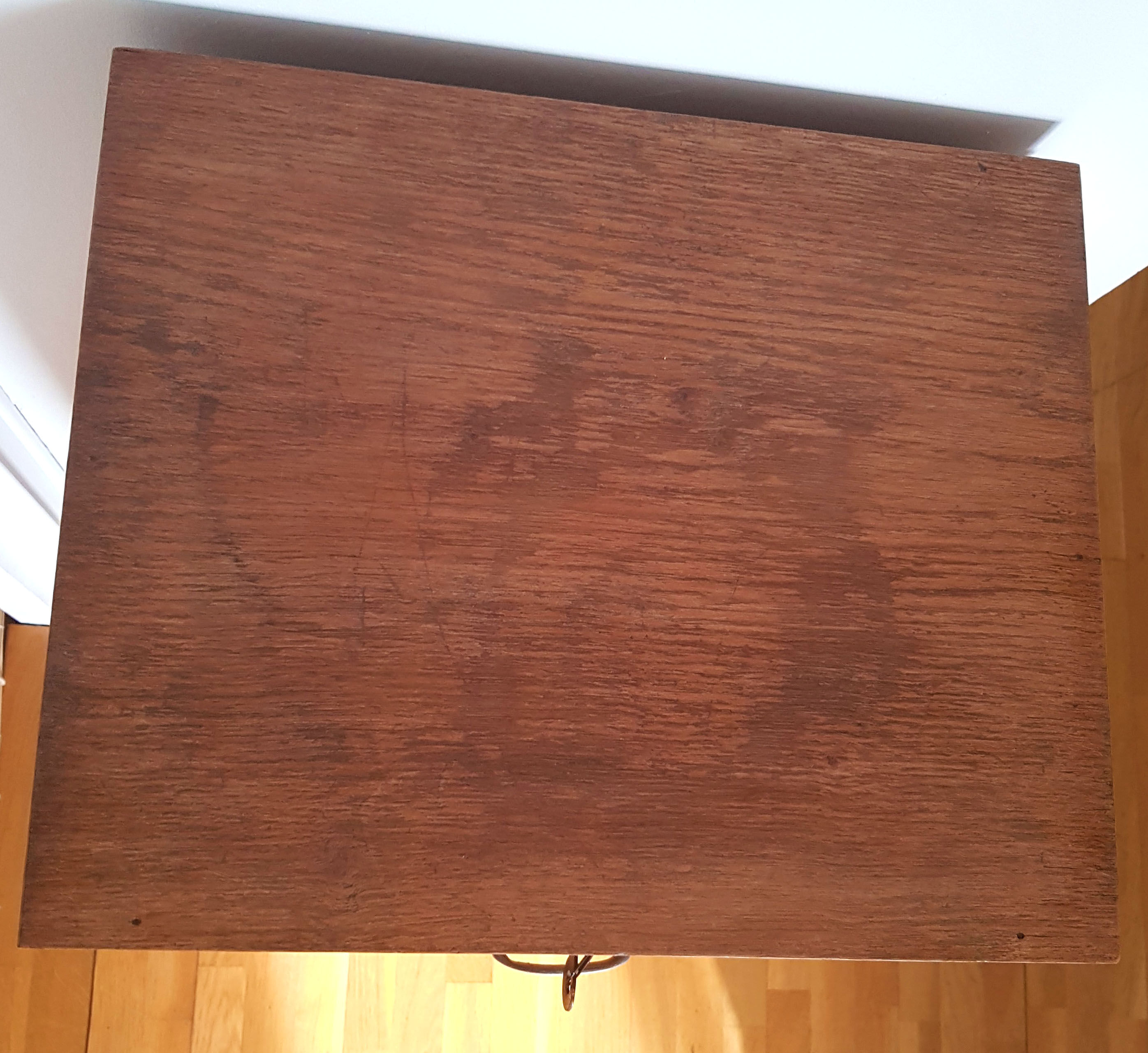 Rolling curtain filing cabinet in vintage oak