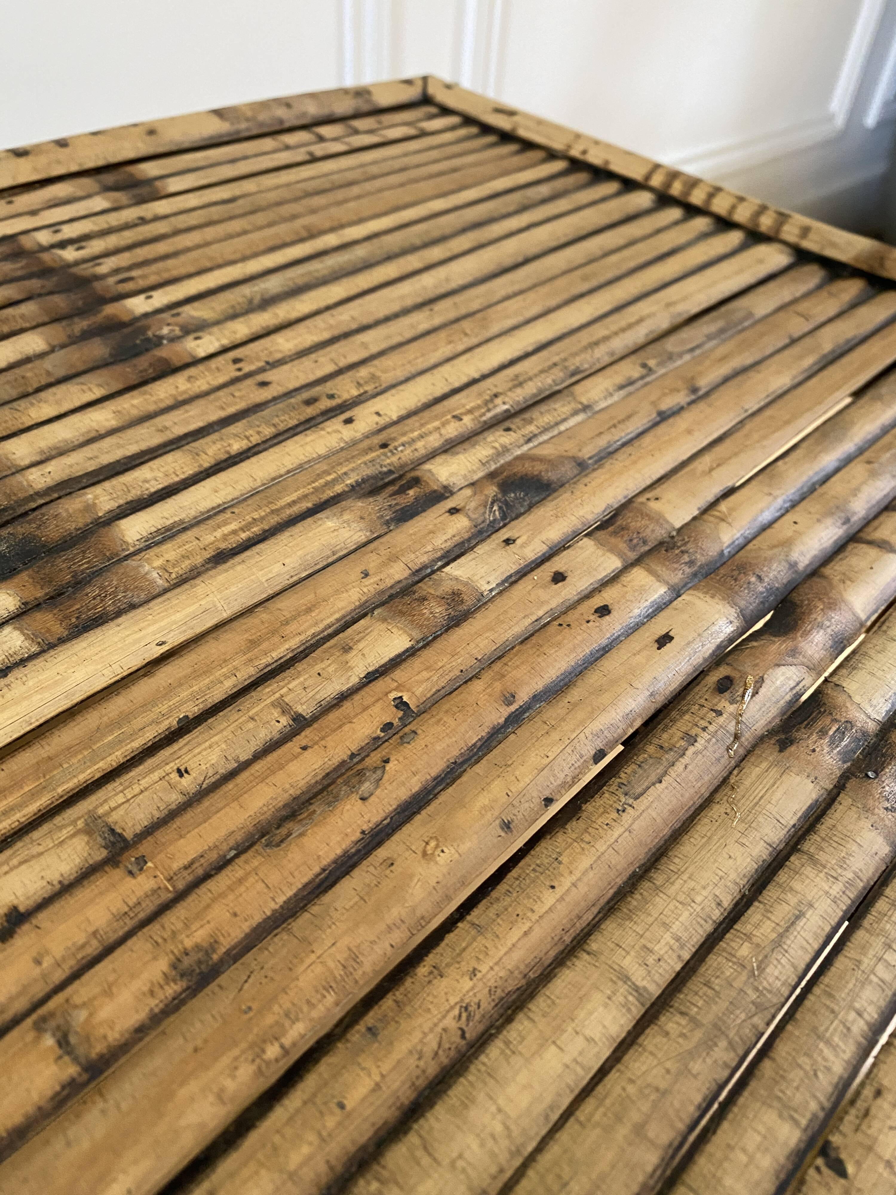 Vintage square bamboo coffee table, H. 38cm W. 47cm D. 47cm